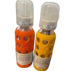 Lifefactory Baby Bottles New 9oz size stage 2 3-6 mths silicone sleeve bpa free